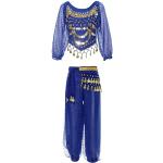 Royalblaue Bauchtänzerinnen-Kostüme mit Pailletten für Mädchen Größe 134 
