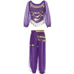 Violette Bauchtänzerinnen-Kostüme mit Pailletten für Kinder Größe 134 