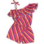 Fuchsiafarbene Gestreifte MSGM Kinderfransenkleider mit Fransen aus Polyester für Mädchen 