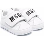 Reduzierte Weiße MSGM Vegane Bio Low Sneaker mit Klettverschluss aus Leder für Kinder Größe 16 