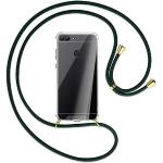 mtb more energy Handykette kompatibel mit Huawei P smart (5.65'') - dunkelgrün/Gold - Smartphone Hülle zum Umhängen - Anti Shock Full TPU Case