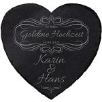 Goldene Schiefertafeln aus Stein personalisiert zum Valentinstag 