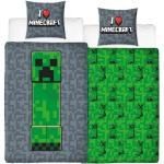 Graue Motiv Minecraft Motiv Bettwäsche aus Baumwolle trocknergeeignet 135x200 2-teilig 