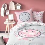 Graue Sterne Emoji Smiley Motiv Bettwäsche aus Baumwolle trocknergeeignet 135x200 2-teilig 