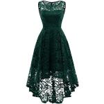 Grüne Elegante Rundhals-Ausschnitt Kurze Abendkleider aus Spitze enganliegend für Damen Größe S 