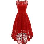 Rote Elegante Rundhals-Ausschnitt Kurze Abendkleider aus Spitze enganliegend für Damen Größe XXL für Brautjungfern 