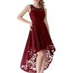 Reduzierte Rote Elegante Rundhals-Ausschnitt Kurze Abendkleider aus Spitze enganliegend für Damen Größe L für Brautjungfern 