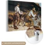 MuchoWow® Glasbilder - Bilder auf Wandbild - Foto auf Glas Die steinernen Klopfer - Gemälde von Gustave Courbet 120x80 cm Wanddekoration aus Glas - Acrylglasbild - Acrylbilder - ildung