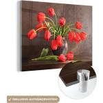 Schwarze MuchoWow Blumenglasbilder mit Tulpenmotiv glänzend aus Glas 30x40 