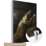 MuchoWow® Glasbilder - Bilder auf Wandbild - Foto auf Glas Meditierender Franz von Assisi - Gemälde von Francisco de Zurbarán 60x80 cm Wanddekoration aus Glas - Acrylglasbild - Acrylbilder - Foto