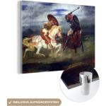 MuchoWow® Glasbilder - Bilder auf Wandbild - Foto auf Glas Zwei kämpfende Ritter in einer Landschaft - Gemälde von Eugene Delacroix 40x30 cm Wanddekoration aus Glas - Acrylglasbild - Acrylbilder - Bild - Malen