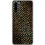 MuchoWow® Handyhülle Schutzhülle Hülle für Huawei P30 Pro Polka dots - Gold - Schwarz Silikon Softcase Handy Hülle - Schutzdeckel