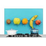 Hellblaue Emoji Smiley Küchenrückwände aus Glas Breite 100-150cm, Höhe 100-150cm, Tiefe 50-100cm 