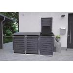 Graue Moderne 3er-Mülltonnenboxen 201l - 300l aus Granit 