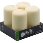 Müller Stumpenkerzen - Set mit 4 Säulenkerzen - Farbe Elfenbein - 48 x 90 mm - Lange Brenndauer: 16 Stunden - Tropffrei Wachskerzen, Ohne Duft - RAL Qualität