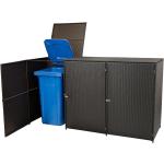 Braune 3er-Mülltonnenboxen 101l - 200l aus Polyrattan 