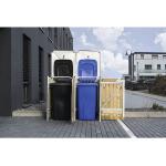 Braune 2er-Mülltonnenboxen 201l - 300l imprägniert aus Holz mit Deckel 