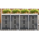 Anthrazitfarbene ediGarden 4er-Mülltonnenboxen 201l - 300l aus Metall bepflanzbar 