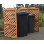 Braune Promadino Rex 2er-Mülltonnenboxen imprägniert aus Massivholz bepflanzbar 