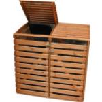 Braune Promadino Vario III Nachhaltige 2er-Mülltonnenboxen 201l - 300l aus Massivholz 