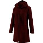 Rote Mufflon Nachhaltige Stehkragen Kapuzenmäntel mit Reißverschluss aus Wolle mit Kapuze für Damen Größe XL für den für den Herbst 