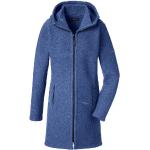 Blaue Winddichte Mufflon Kapuzenmäntel aus Wolle mit Kapuze für Damen Größe L 