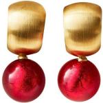 Rote Mugello Ohrclips aus Silber handgemacht für Damen 
