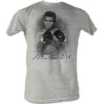 Graue Muhammad Ali T-Shirts aus Polycotton für Herren Größe L 