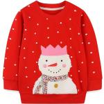 Rote Rundhals-Ausschnitt Kinderstrickpullover aus Baumwolle für Mädchen Größe 110 für den für den Winter 
