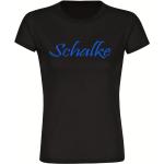 multifanshop Damen T-Shirt - Schalke - Schriftzug, schwarz, Größe M