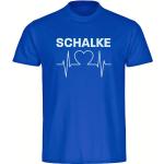 multifanshop Herren T-Shirt - Schalke - Herzschlag, blau, Größe 3XL