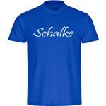 multifanshop Kinder T-Shirt - Schalke - Schriftzug, blau, Größe 152