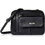 Schwarze Vintage Vegane Lederhandtaschen mit Reißverschluss aus Leder mit Außentaschen für Damen klein 
