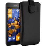 Schwarze mumbi Nokia Lumia 535 Cases Art: Geldbörsen mit Bildern mit Klettverschluss aus Rindsleder 