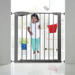 Munchkin Lindam Türgitter für Babys, ausziehbares Türschutzgitter & Treppenschutz zum Klemmen, ideal für Kinder und Haustiere, ohne Bohren, 73-79 cm, Grau