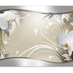 Silberne Abstrakte Moderne Orchideen-Fototapeten mit Ornament-Motiv 