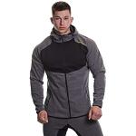 MusclePharm Herren Full Zip Hoodie with Contrast Panels, Grey Marl, XL
