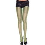 Music Legs Glänzende metallische Strumpfhosen für Damen, neon green, Einheitsgre