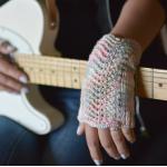 Silberne Melierte Fingerlose Handschuhe & Halbfinger-Handschuhe aus Viskose Handwäsche für Damen für den für den Frühling 