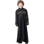 Schwarze Bestickte Langärmelige Midi Stehkragen Kinderkleider mit Ärmeln 