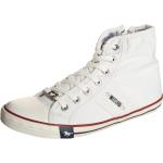 Weiße Sneaker mit Nieten mit Reißverschluss aus Textil für Damen Größe 42 mit Absatzhöhe bis 3cm 