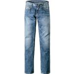 Hellblaue Bestickte Mustang Oregon Nachhaltige Slim Fit Jeans aus Baumwolle enganliegend für Herren Weite 29, Länge 30 