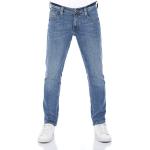 Reduzierte Hellblaue Mustang Oregon Nachhaltige Stretch-Jeans mit Reißverschluss aus Baumwollmischung für Herren Größe L Weite 36 
