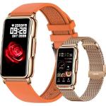 Orange Wasserdichte Uhrenarmbänder glänzend aus Silikon mit Milanaise-Armband für Herren 