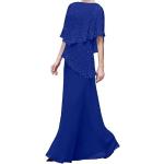 Royalblaue Elegante Maxi Lange Abendkleider mit Rüschen aus Chiffon für Damen Größe XXL für Hochzeitsgäste 