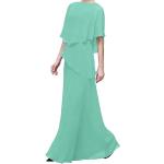Türkise Elegante Maxi Lange Abendkleider mit Rüschen aus Chiffon für Damen Größe XXL für Hochzeitsgäste 