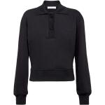 Schwarze Damensweatshirts mit Knopf aus Baumwolle Größe M 