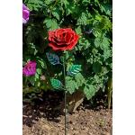 MW Handel Gartenstecker Blume aus Metall, 13cm x 8cm x 62cm (Rose rot)