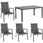MWH Elements Gartenmöbel-Set 5-tlg. + Tisch 160x90cm 4-Sitzplätze witterungsbeständig