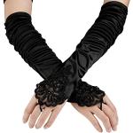 Schwarze Fingerlose Handschuhe & Halbfinger-Handschuhe aus Spitze für Damen Größe M 